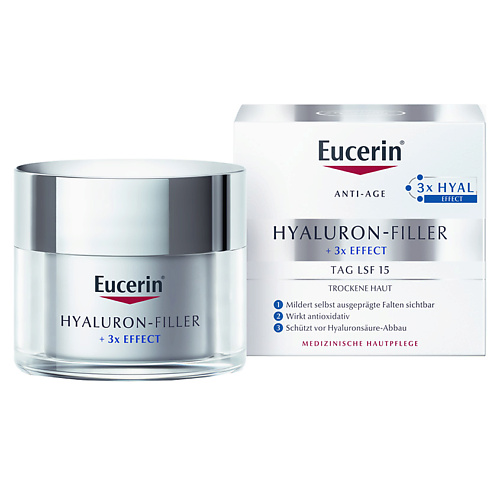 EUCERIN Дневной антивозрастной крем для ухода за сухой чувствительной кожей Hyaluron-Filler SPF 15 50 #1
