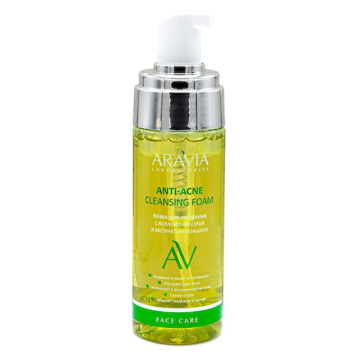 ARAVIA LABORATORIES Пенка для умывания с коллоидной серой и экстрактом женьшеня Anti-Acne Cleansing Foam 150 #1