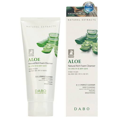 DABO Пенка для умывания c экстрактом алоэ Aloe Natural Rich Foam Cleanser 180 #1
