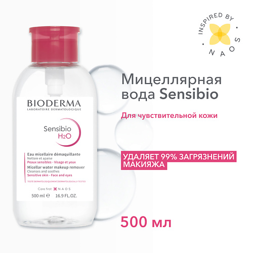 BIODERMA Мицеллярная вода для очищения нормальной и чувствительной кожи лица Sensibio H2O (помпа) 500 #1