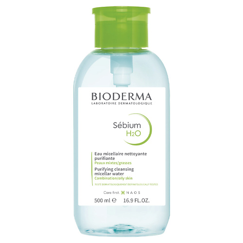 BIODERMA Мицеллярная вода очищающая для жирной и проблемной кожи лица с помпой Sebium 500 #1