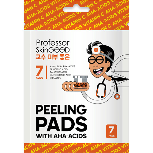 PROFESSOR SKINGOOD Набор корейских тканевых пилинг-дисков для лица "PEELING PADS WITH AHA-ACIDS" с AHA-кислотами и витамином C #1