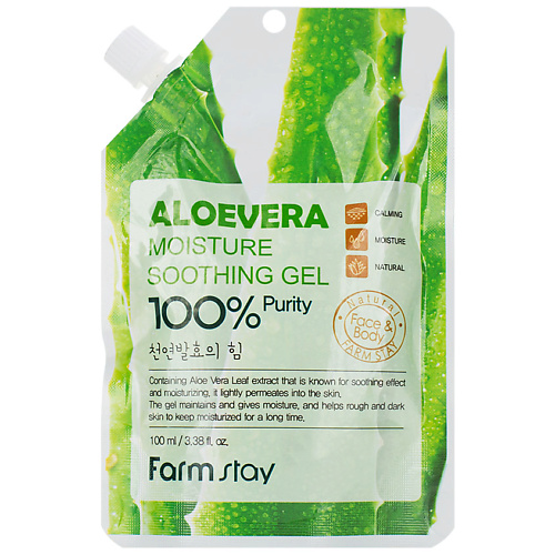 FARMSTAY Гель для лица и тела увлажняющий успокаивающий с экстрактом алоэ Moisture Soothing Gel Aloevera 100 #1