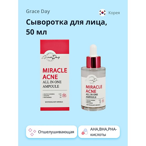GRACE DAY Сыворотка для лица MIRACLE с ниацинамидом и AHA,BHA,PHA-кислотами (отшелушивающая) 50 #1