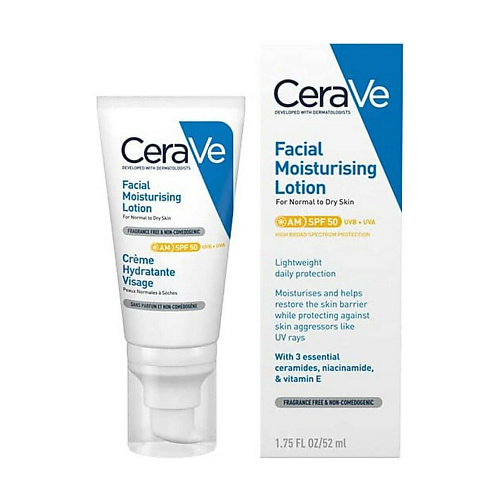 CERAVE Увлажняющий солнцезащитный крем для лица Facial Moisturising Lotion Spf 50 52 #1