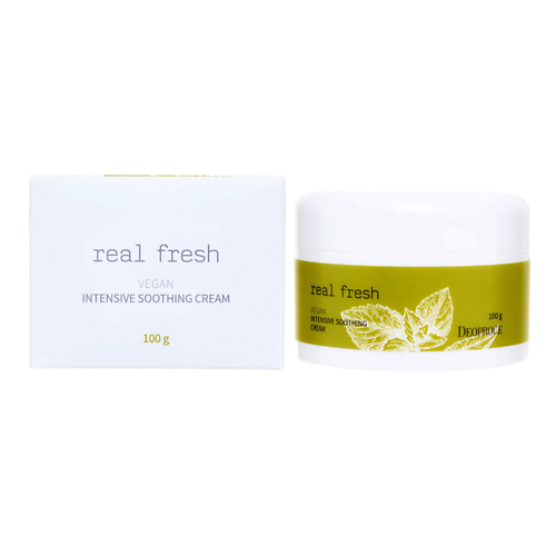 DEOPROCE Успокаивающий крем для лица REAL FRESH VEGAN 100 #1
