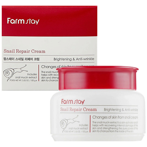 FARMSTAY Крем для лица восстанавливающий с муцином улитки Snail Repair Cream 100 #1