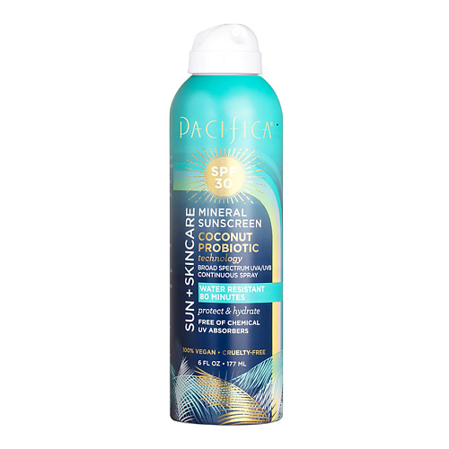 PACIFICA Солнцезащитный крем с пробиотиком SPF30 Mineral Sunscreen Spray SPF 30 - Coconut Probiotic 177 #1