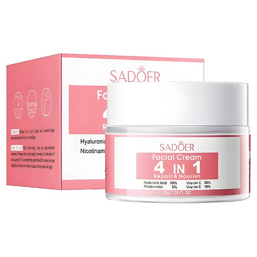 SADOER Крем для лица 4в1 с гиалуроновой кислотой и витаминами 50 #1