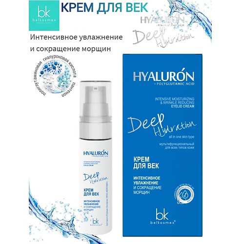 BELKOSMEX Крем для век интенсивное увлажнение и сокращение морщин HYALURON Deep Hydration 30 #1