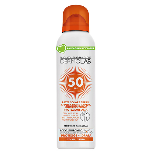 DEBORAH DERMOLAB Солнцезащитное молочко-спрей для лица и тела Sun Milk Spray Multi-Position Fast Application High Protection Spf 50 150 #1