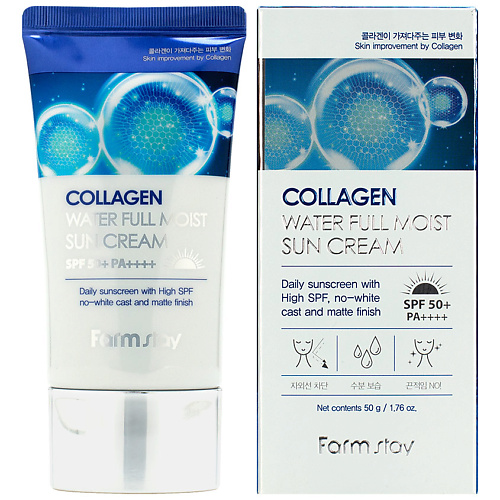 FARMSTAY Крем для лица увлажняющий солнцезащитный с коллагеном SPF50+/PA++++ Collagen Water Full Moist Sun Cream 50 #1
