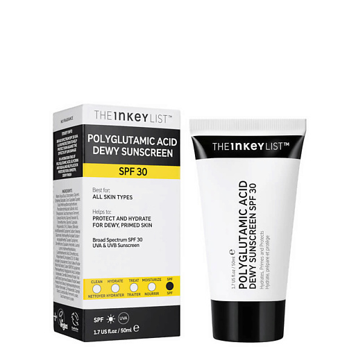 THE INKEY LIST Увлажняющий солнцезащитный крем для лица Polyglutamic Acid Dewy Sunscreen SPF30 50 #1