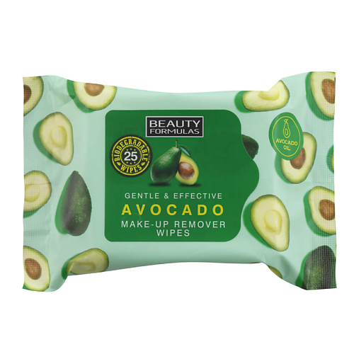 BEAUTY FORMULAS Салфетки для снятия макияжа биоразлагаемые Avocado Make-Up Remover Wipes #1