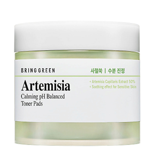BRING GREEN Диски для лица успокаивающие регулирующие pH кожи с полынью Artemisia Calming pH Balanced Toner Pads #1