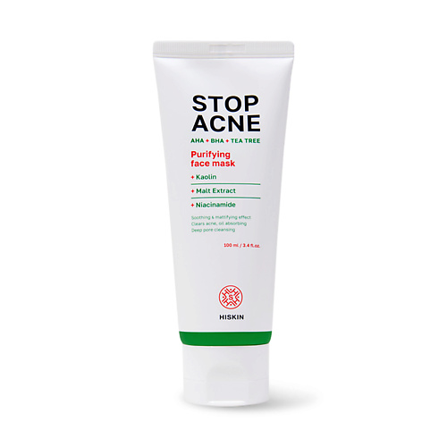 HISKIN Маска для лица очищающая AHA + BHA + TEA TREE STOP ACNE 100 #1