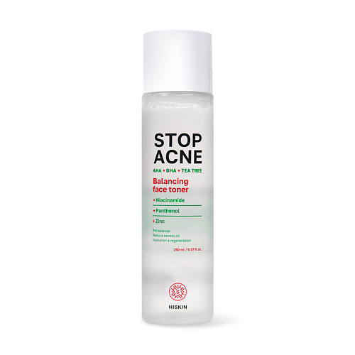 HISKIN Тонер для лица балансирующий AHA + BHA + TEA TREE STOP ACNE 150 #1