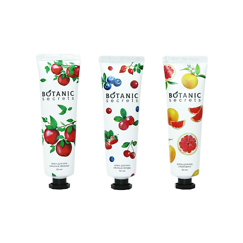BOTANIC SECRETS Крем для рук, набор - Лесные Ягоды, Красное яблоко, Грейпфрут #1
