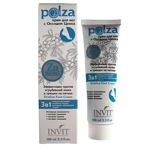 INVIT Крем против трещин на пятках с Оксидом Цинка - Drieline Foot Cream серии "POLZA" 100 #1
