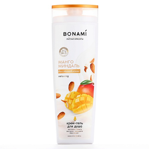 BONAMI Гель для душа с пантенолом, восстановление, аромат манго и миндаля 400 #1
