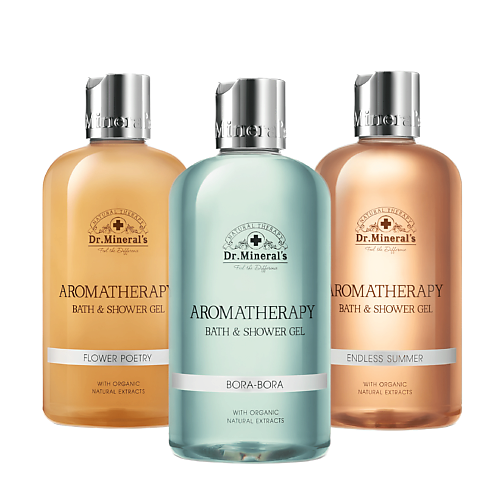 DR.MINERAL’S Набор парфюмированных гелей для душа AROMATHERAPY с натуральными экстрактами 1500 #1