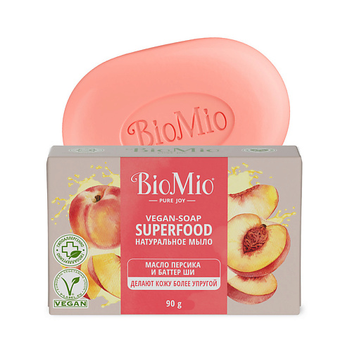 BIO MIO Натуральное мыло с маслом персика и баттером ши Vegan-Soap Superfood #1