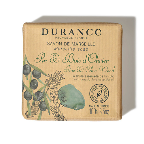 DURANCE Марсельское мыло кусковое Сосна и дерево оливы Pine & Olive wood 100 #1