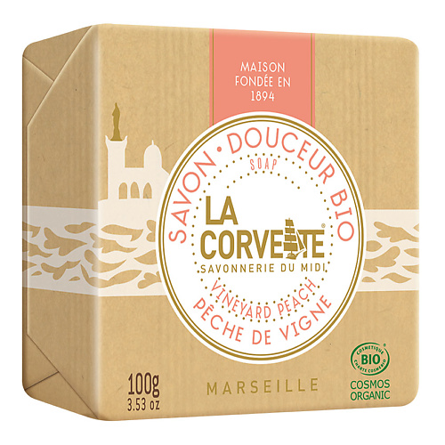 LA CORVETTE Мыло органическое для лица и тела Виноградный персик Marseille Vineyard Peach Soap #1