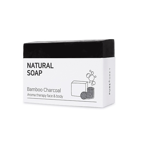 PUREFORET Мыло твёрдое с бамбуковым углём Natural Soap Bamboo Charcoal #1