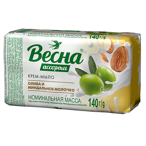 ВЕСНА Крем-мыло туалетное твердое олива и миндальное молочко 140 #1