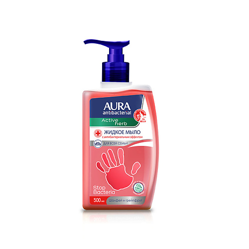 AURA Antibacterial Жидкое мыло с антибактериальным эффектом Active Herb Шалфей и грейпфрут 500 #1