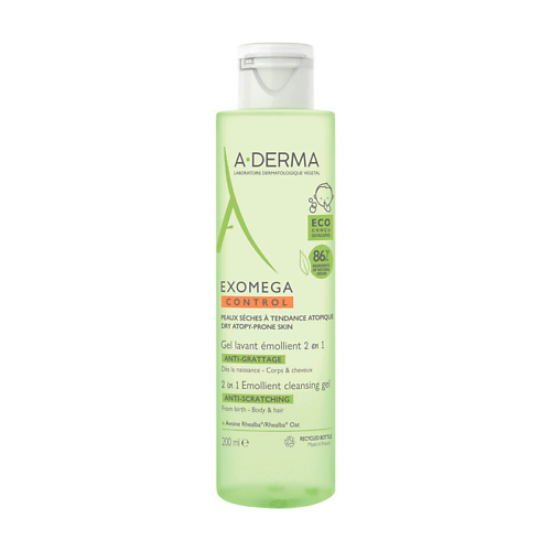 A-DERMA Очищающий гель 2-в-1 для тела и волос Exomega Control 200 #1