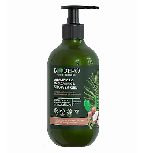 BIODEPO Гель для душа натуральный с эфирными маслами кокоса и макадамии Coconut And Macadamia Oils 475 #1