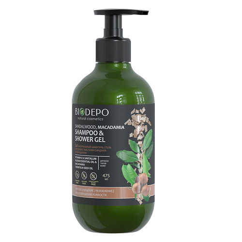 BIODEPO Гель-шампунь для душа с маслами сандала и макадамии Sandalwood And Macadamia Oils 475 #1
