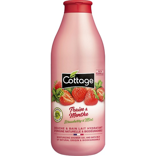 COTTAGE Увлажняющий гель для душа и пена для ванны 2 в 1 Moisturizing Shower Gel & Bath Milk – Strawberry & Mint 750 #1