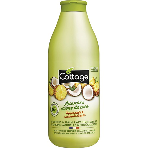 COTTAGE Увлажняющий гель для душа и пена для ванны 2 в 1 Moisturizing Shower Gel & Bath Milk – Pineapple & Coconut Cream 750 #1