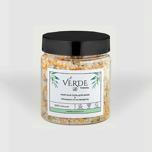 VERDECOSMETIC Морская натуральная соль для ванны с цветами ромашки и календулы, от отеков и прыщей 500 #1