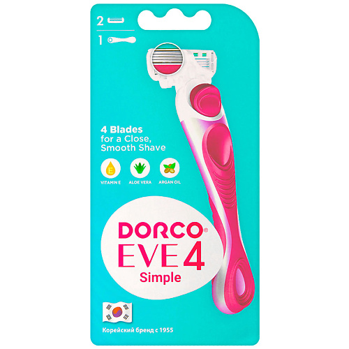 DORCO Женская бритва с двумя сменными кассетами EVE4, 4-лезвийная #1