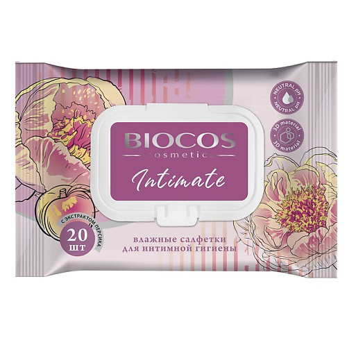 BIOCOS Влажные салфетки для интимной гигиены с клапаном Intimate #1