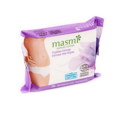 MASMI NATURAL COTTON Органические влажные салфетки для интимной гигиены 20 #1