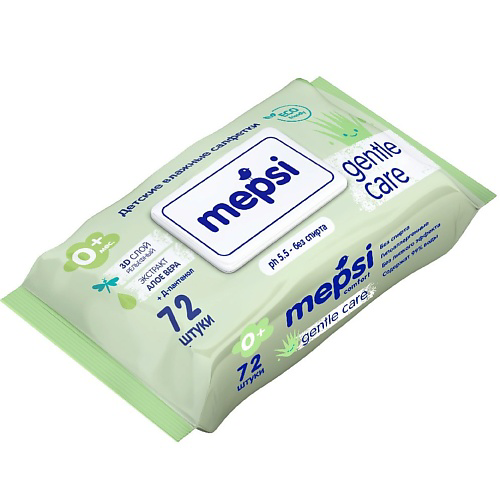 MEPSI Влажные салфетки алое вера детские с клапаном Gentle Care 72 #1