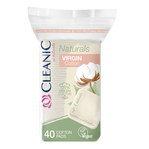 CLEANIC Naturals Virgin Cotton Ватные диски гигиенические квадрат #1