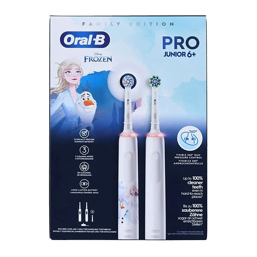 BRAUN Набор: Электрическая зубная щетка Oral-B Pro 3 3000 White + Junior Frozen #1