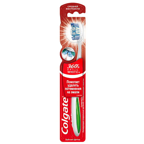 COLGATE Отбеливающая зубная щетка средней жесткости синяя 360 Optic White #1