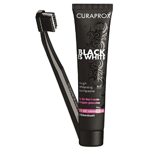 CURAPROX Зубная паста Black Is White + зубная щетка  Ultra Soft  черная #1