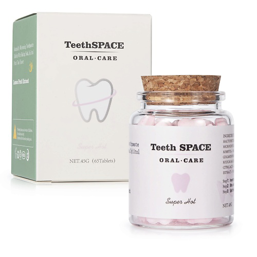 TEETHSPACE Натуральный зубной порошок в таблетках со вкусом персика, зеленого чая и мяты 65 #1