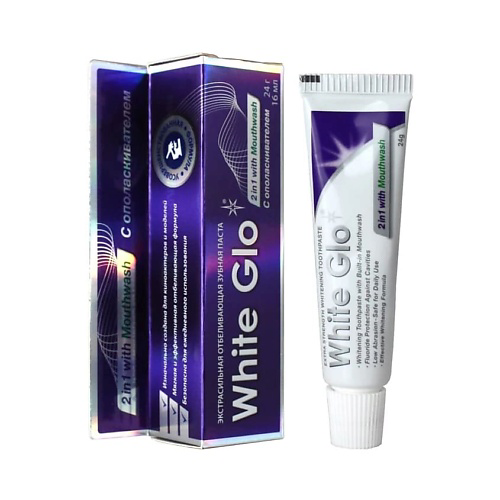 WHITE GLO Зубная паста 2в1 с ополаскивателем для полости рта, отбеливающая 24 #1