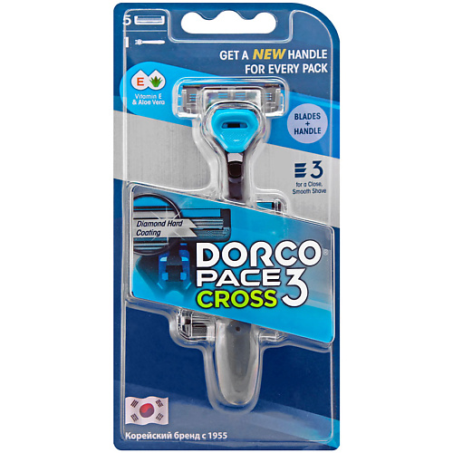 DORCO Бритва с 1 сменной кассетой Pace CROSS3, 3-лезвийная #1