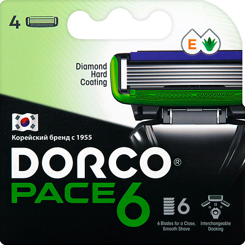 DORCO Сменные кассеты для бритья PACE6, 6-лезвийные #1