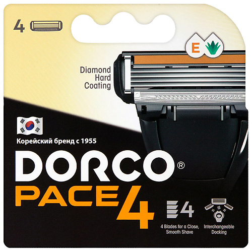 DORCO Сменные кассеты для бритья PACE4, 4-лезвийные #1